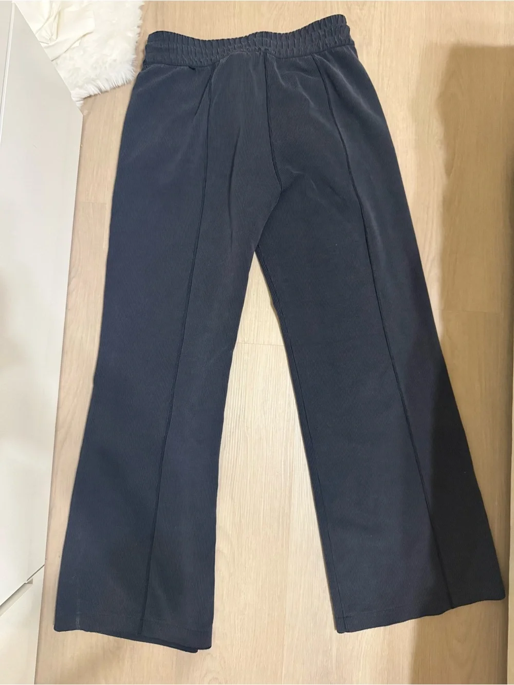 Lululemon Softstreme Ribbed High Rise Pants Wide Leg Black Gray Loungewear